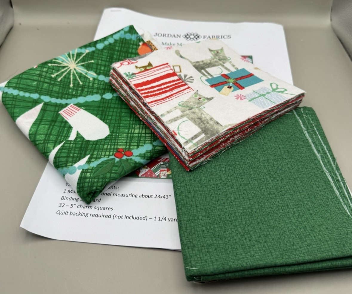 Jordan Fabrics Make Merry Panel Christmas Quilt Kit 30×37 USA