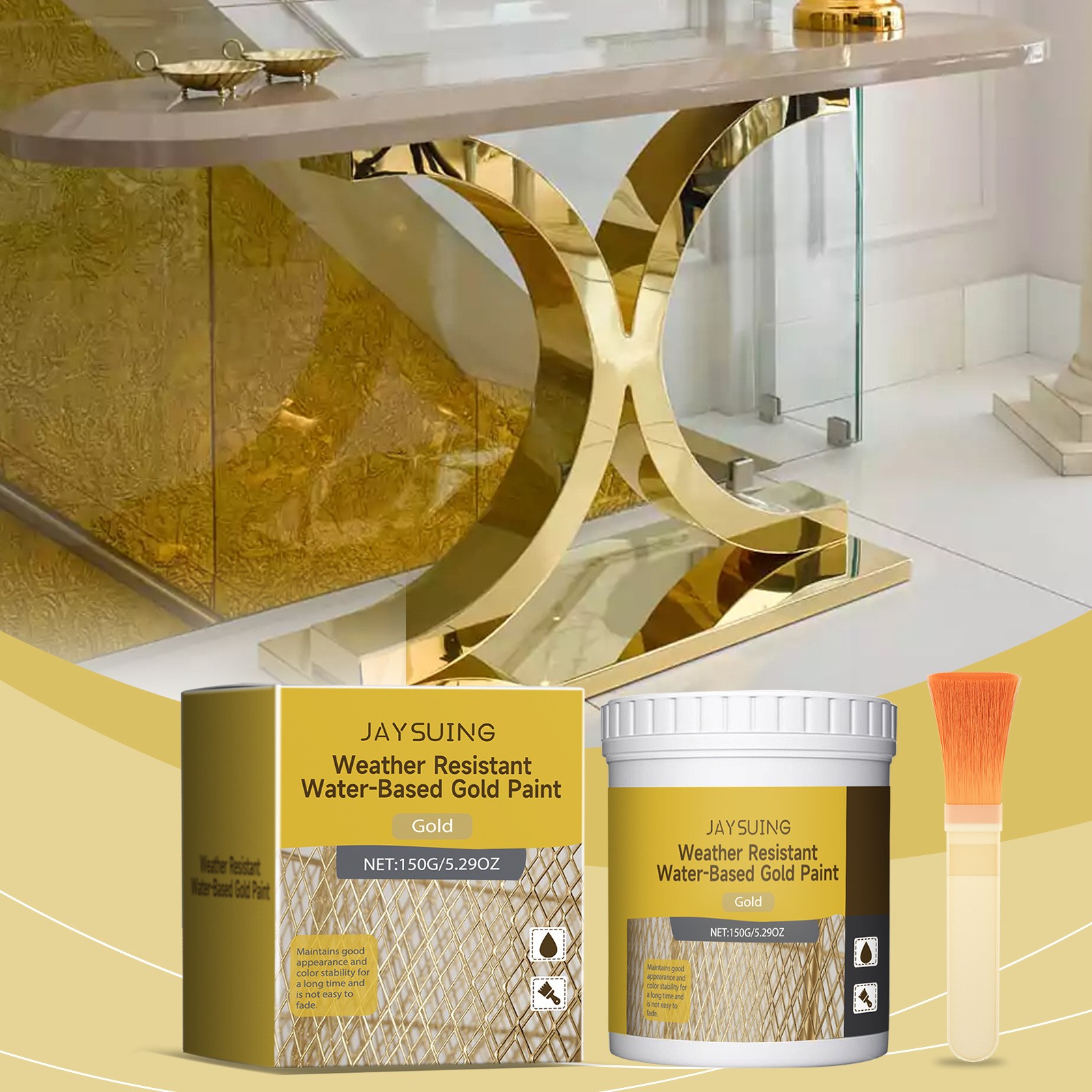 Weather Resistant Water based Gold Paint,Exterior Decoration Paint Fast Drying