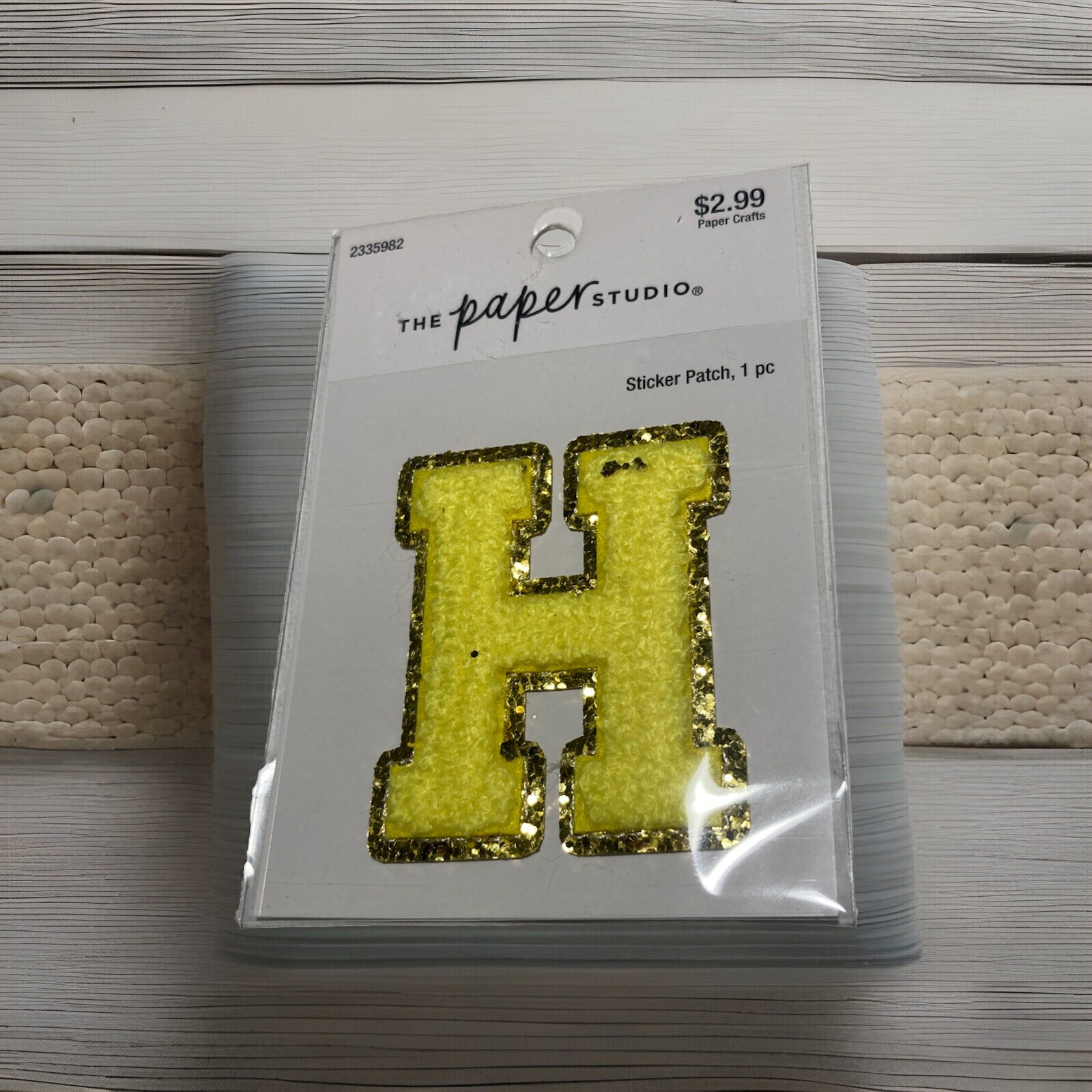 the Paper Studio Letter Chenille Patch Sticker 2.32”, Letter H