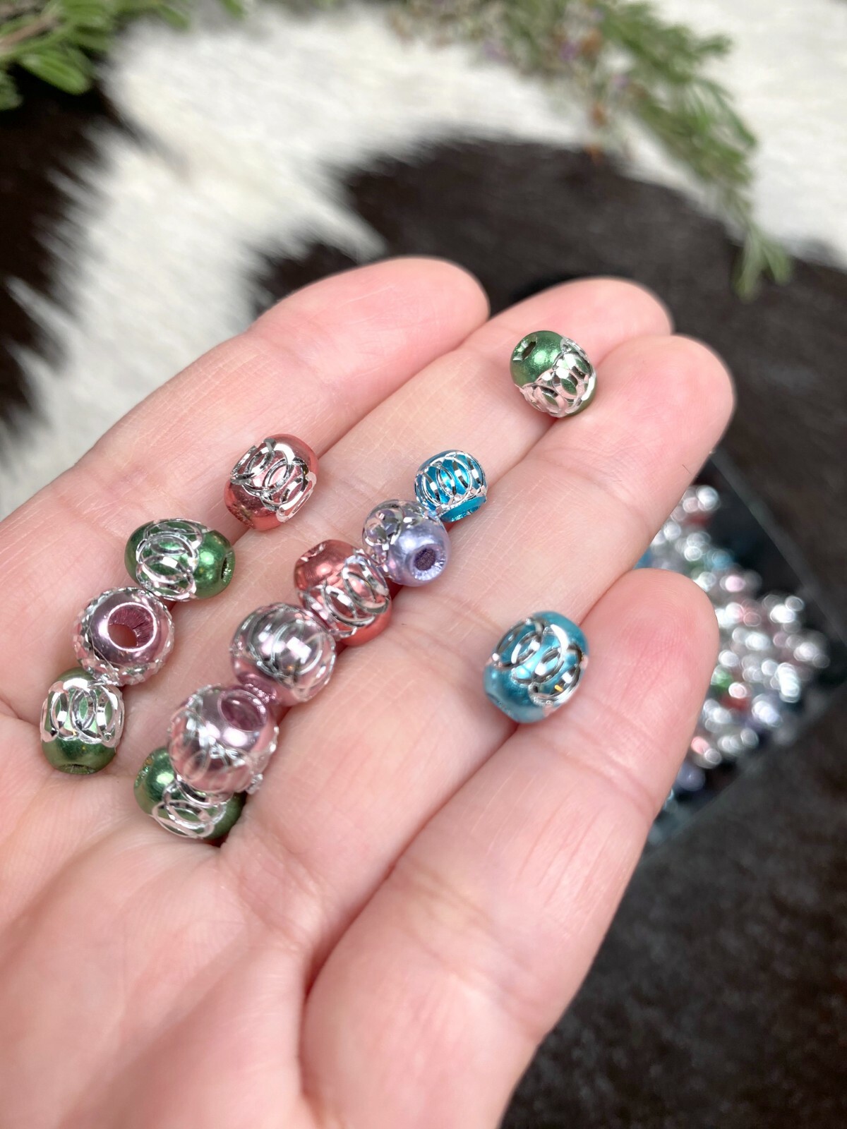 Aluminum Beads Bulk For Jewelry Making Silver Metal Beads Large Hole 200 pcs