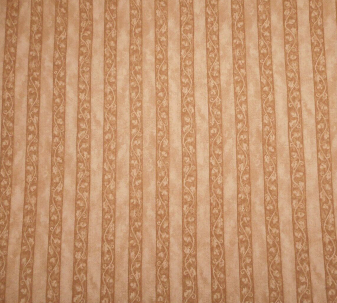 Autumn Quilt Fabric By Yard Acorn Hollow Beige Acorn Stripe Benartex Cotton Vtg