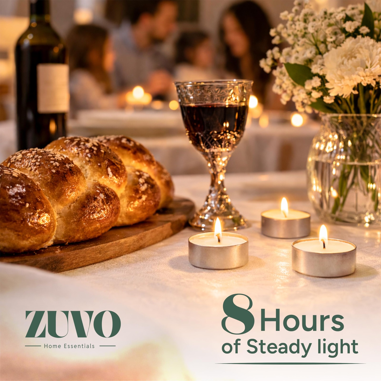 Zuvo Tea Lights Candles 8 Hour Burn (50 Pack) – Unscented 50 pack, White