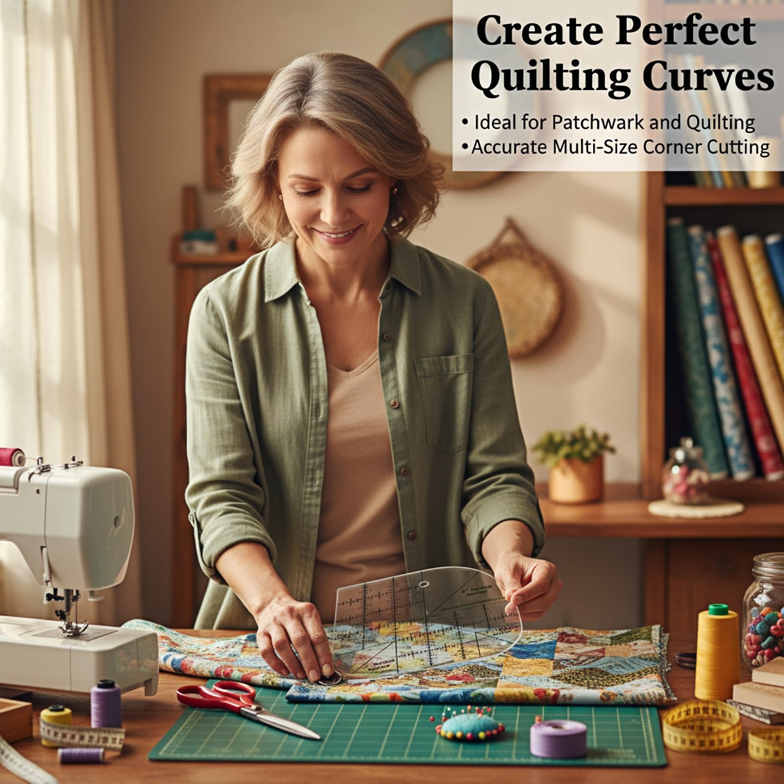 Curved Corner Cutter Quilting Ruler | 6 Acrylic Template Tool | Transparent