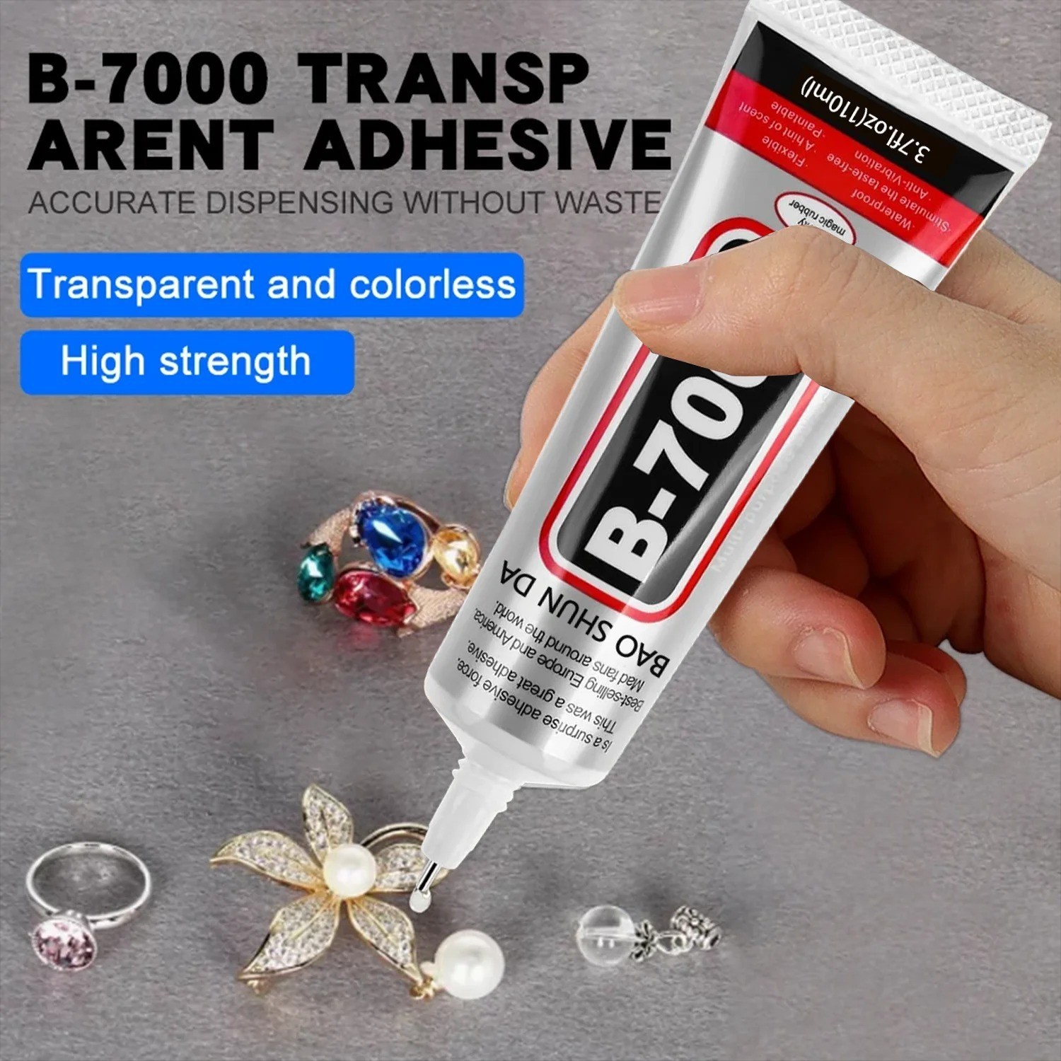 B-7000 Glue Clear 1 Pack – 15ml Jewelry Rhinestone Fabric Phone Repair Adhesive.