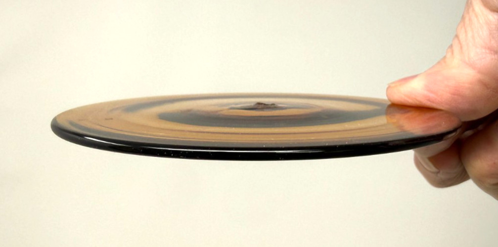 4″ Hand Spun Glass Rondel – Med. Amber – for stained glass