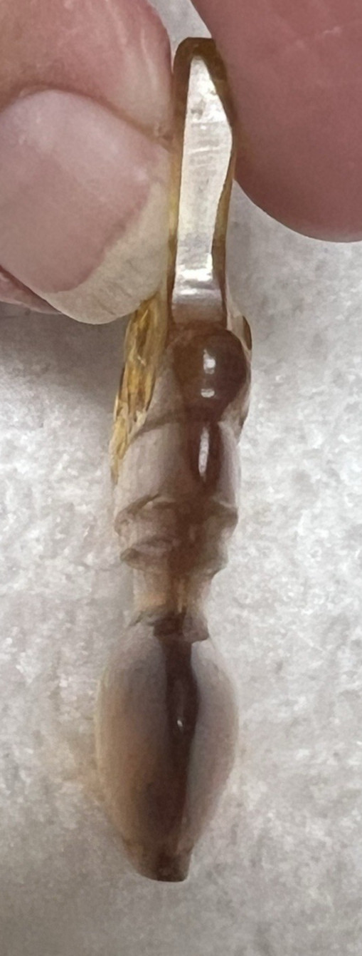 Vintage Amber Glass Bead Pendant Flowers In Vase 1 3/4L x 1 1/4 W