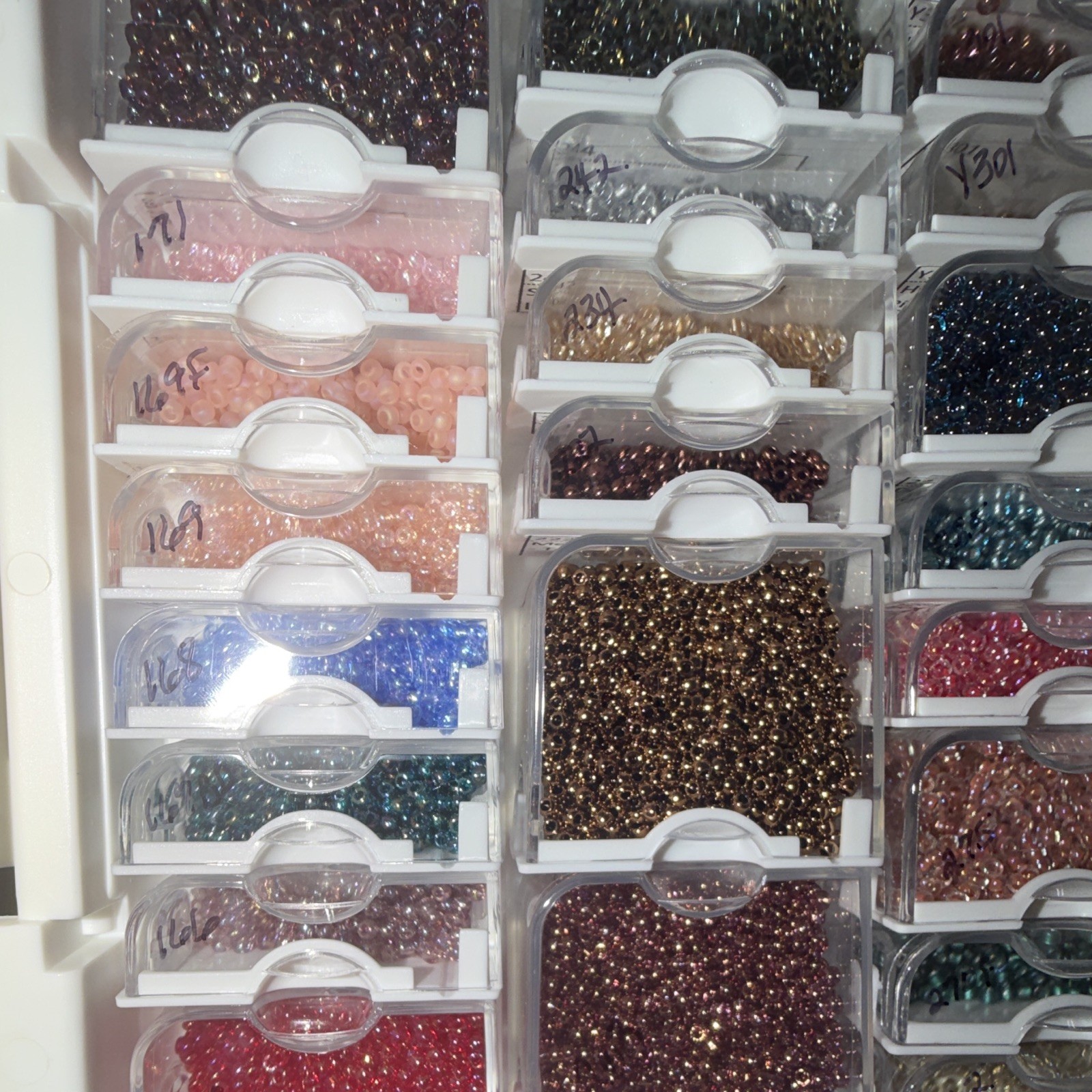 Multicolor Round Seed Beads Assortment 8/0 Storage Case with 55 Indiv. cases.