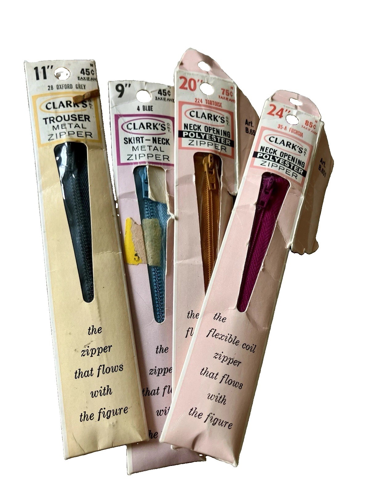 Vintage Zippers Lot of 70 CLARK’S J & P COATS UNIQUE YKK New Old Stock Unused