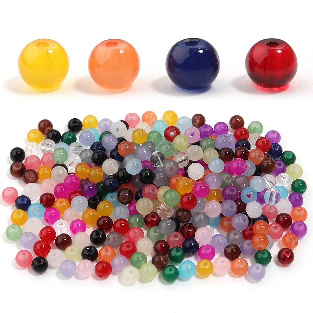 50Pcs/Lot 6Mm Glass round Beads Multicolor Loose Spacer Beads for Jewelry Making