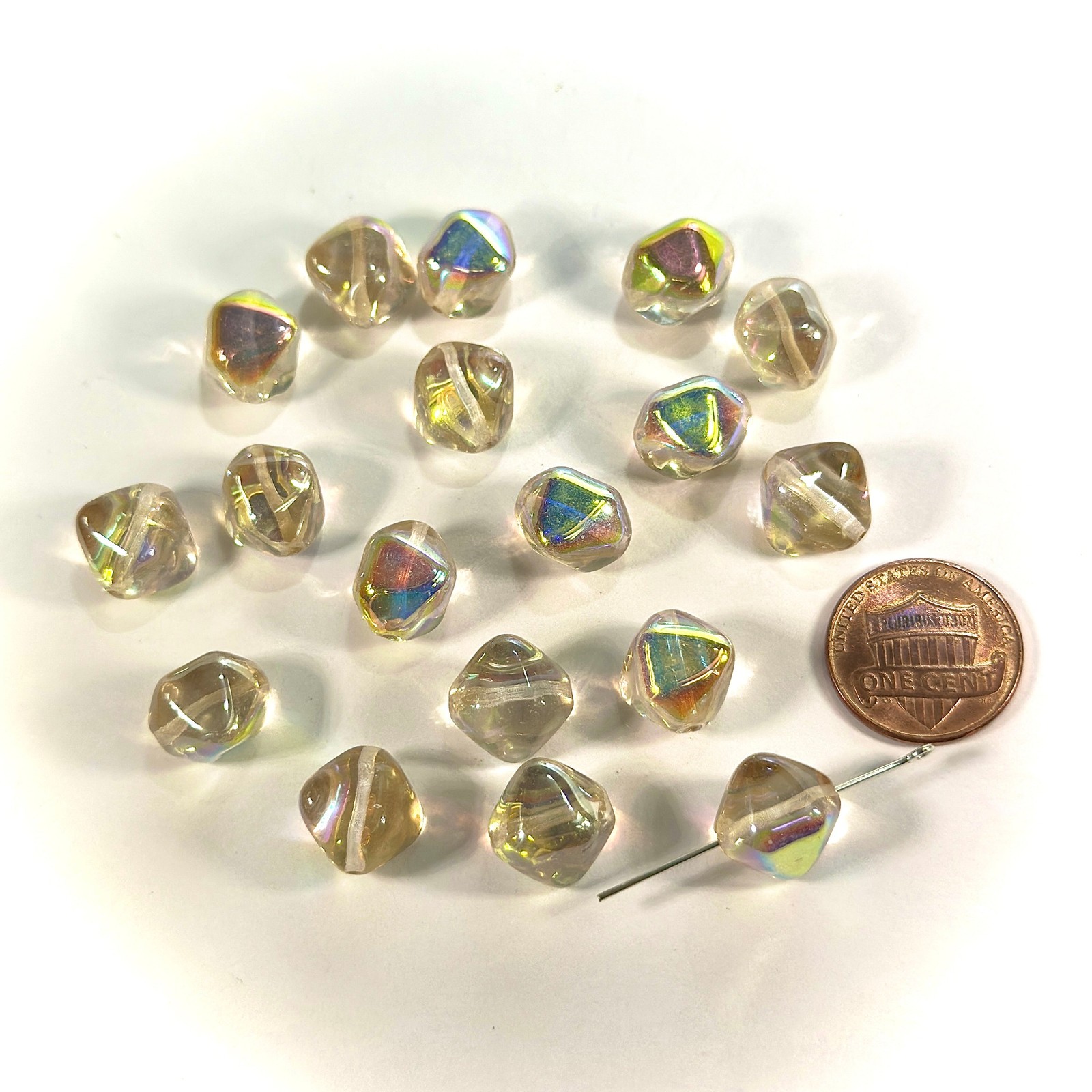Czech Pressed Druk Fancy Glass Beads 12mm Lemon Rainbow 18pcs J933