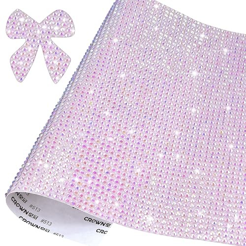 Rhinestone Ribbon Self Adhesive, 9.4 x 7.9 Inch Dream Purple AB Dream Purple Ab