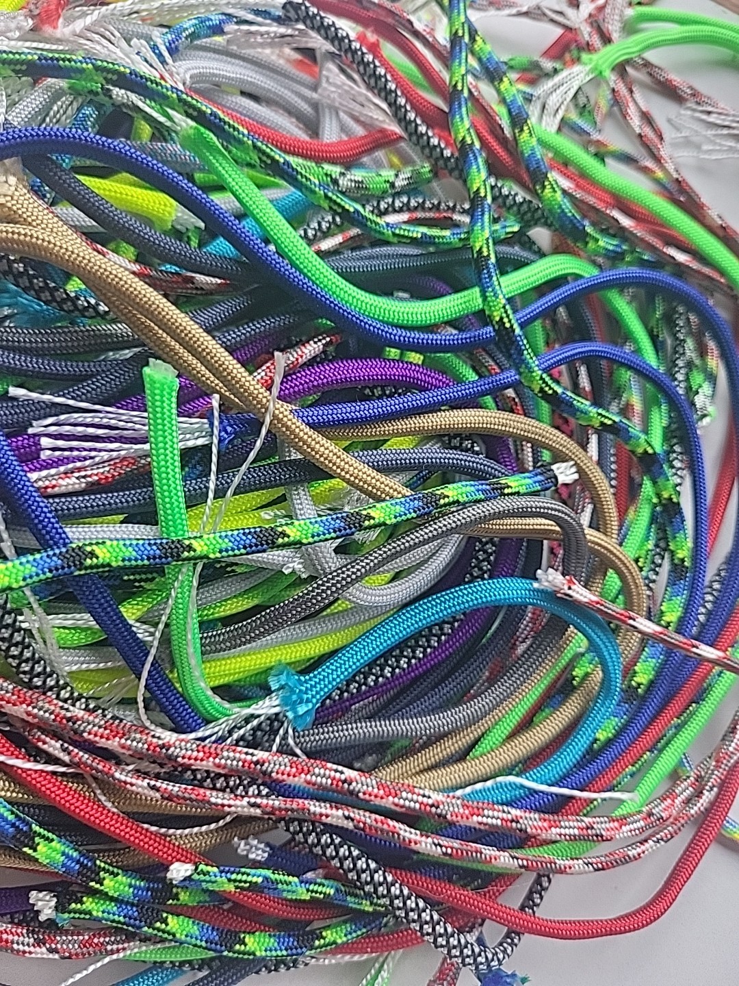 Lot of 550 Paracord Scrap, Scraps, 8 ounces, About 100 ft. of Assorted Colors