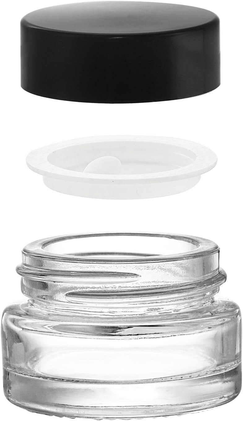90PCS 5ml Dab Containers 3ml Round Clear Jars for Scrubs Lotions with Black Lids