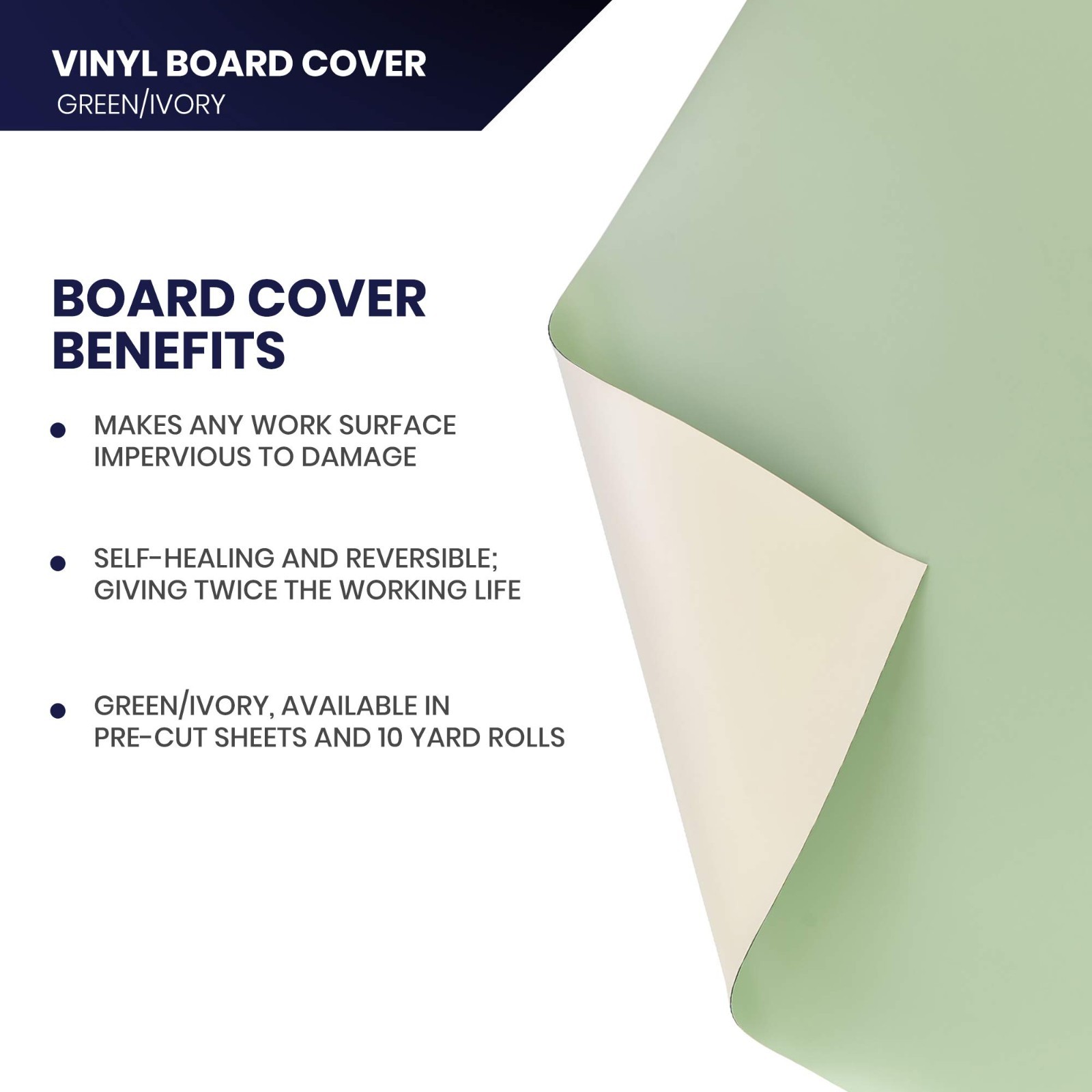 Pacific Arc 48×96 Green/Ivory Vinyl Board Cover Self Healing/Stain Resistant