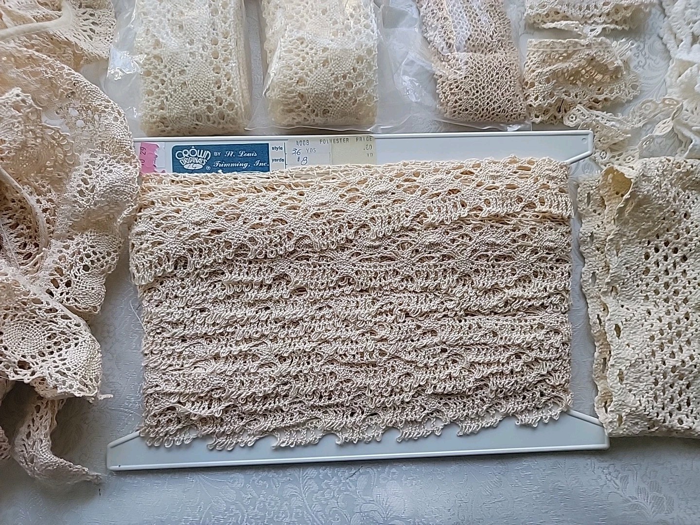 Lot of Flat & Ruffled Chunky Lace Trim Embellishment – White – Ivory – Cream