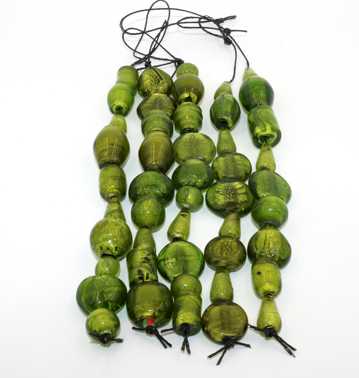 5 Strands, Multi Shape Silver Foiled Glass Beads for jewelry making decoration
