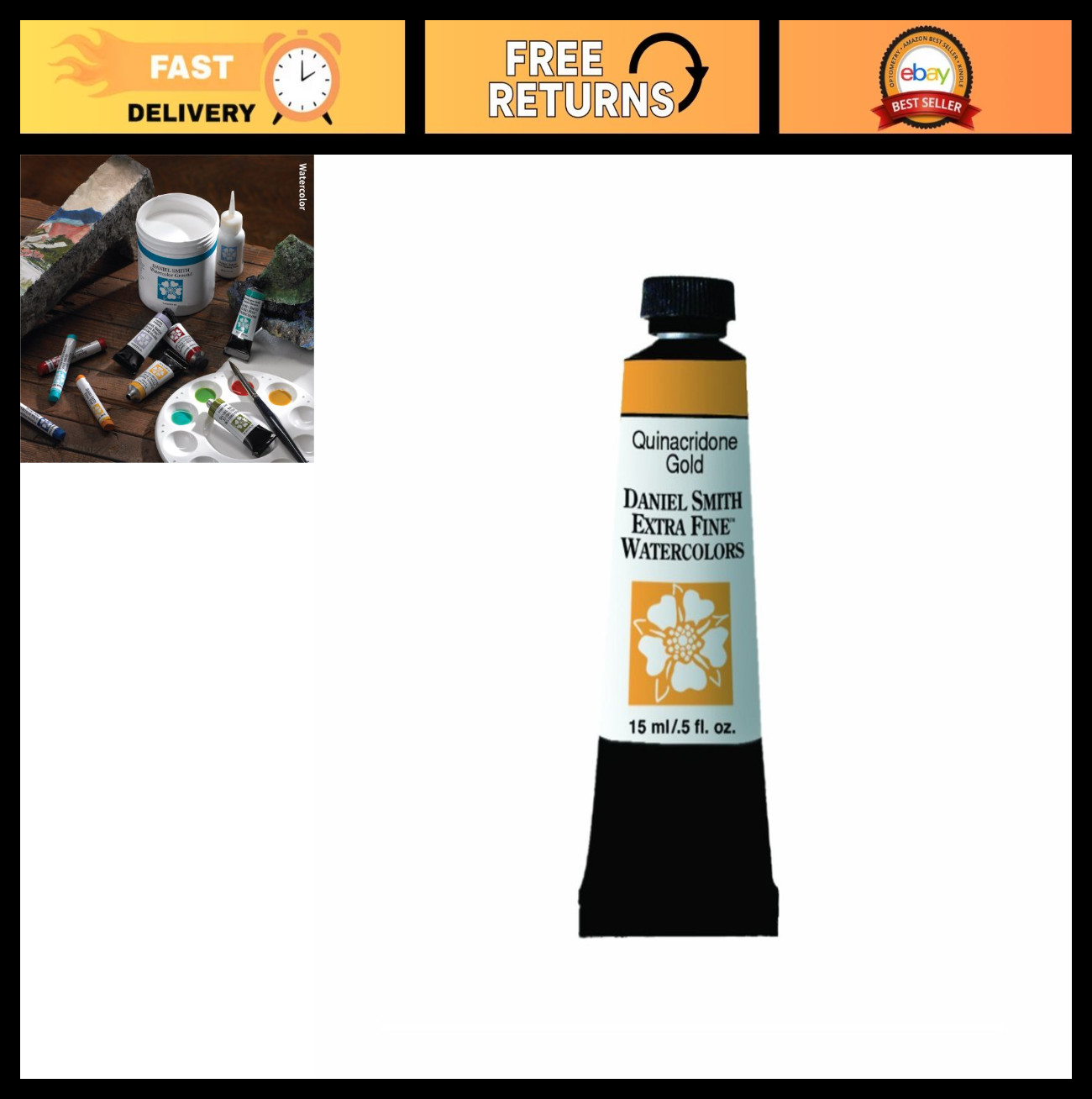 Extra Fine Watercolor Paint Tube 15ml – Quinacridone Gold, Vibrant Color, Artist