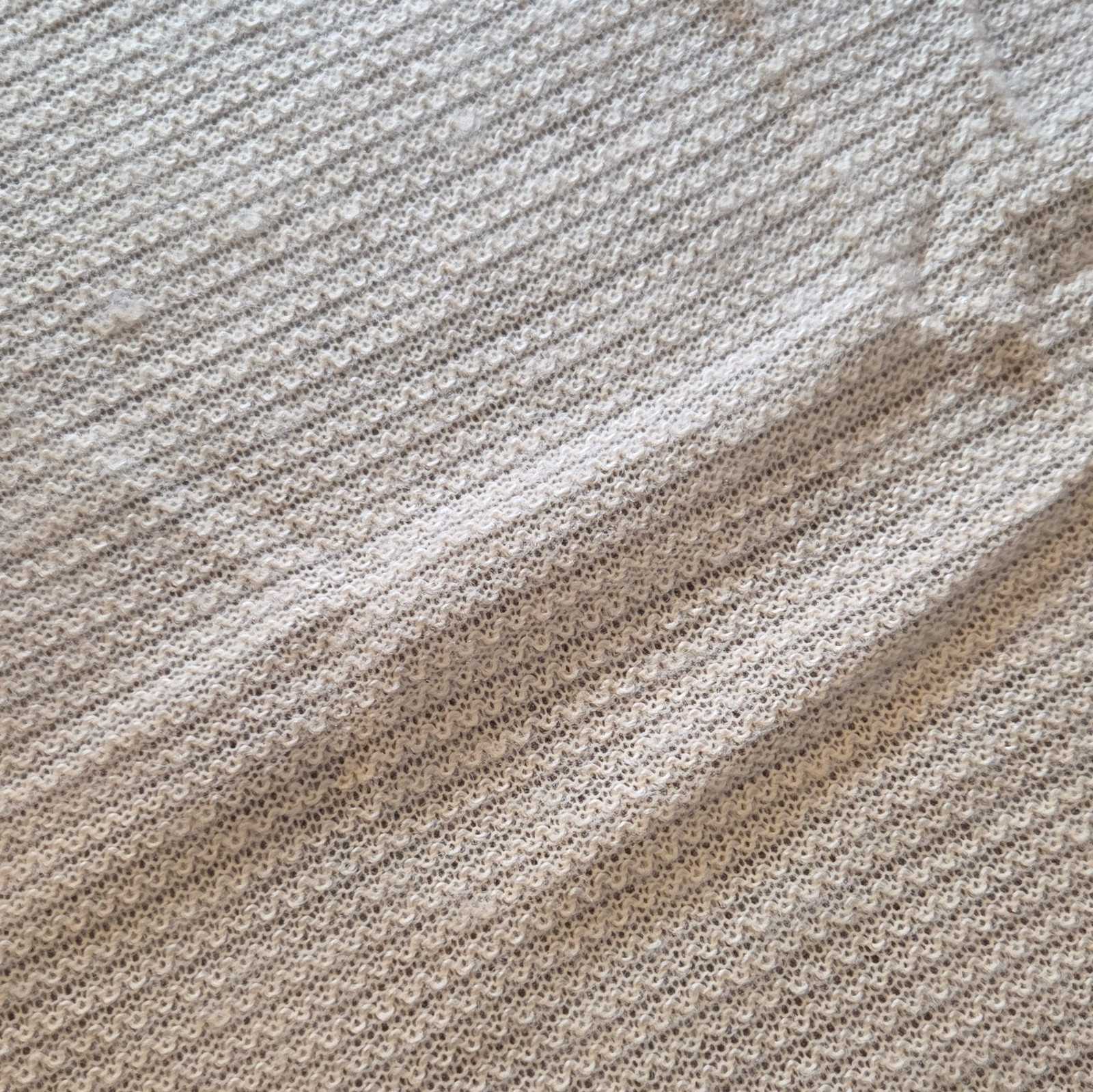 Vintage 63″x46″ Beige Knit Waffle Fabric