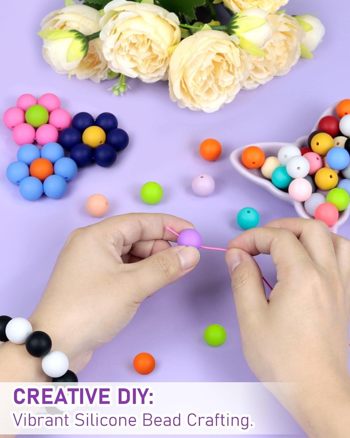150PCS 30 Colors 15mm Round Silicone Beads | 5 Each Color, Odorless, Seamless…
