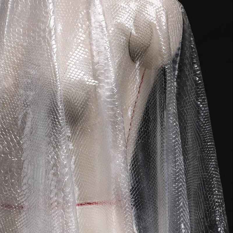 Transparent TPU Fabric Snake Skin Pattern Matte Waterproof Film for Sewing DIY