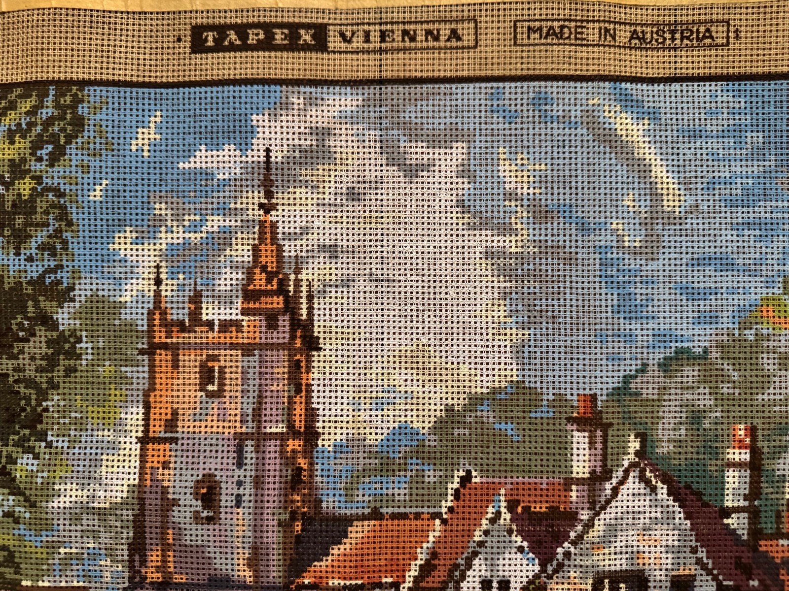 Needlepoint Canvas TAPEX VIENNA ” The Castle Combe, England”, Made in Austria