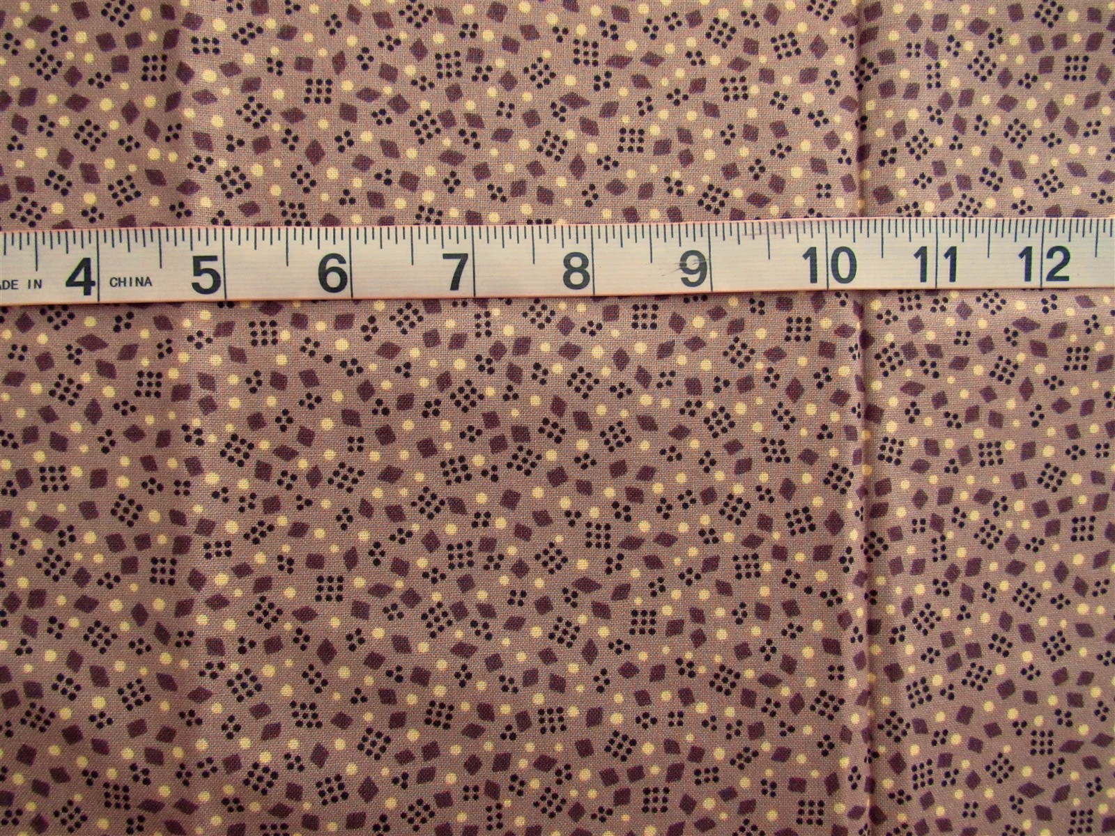 1/2 yd Cotton Fabric by Thimbleberries 2012, Light Brown with Designs