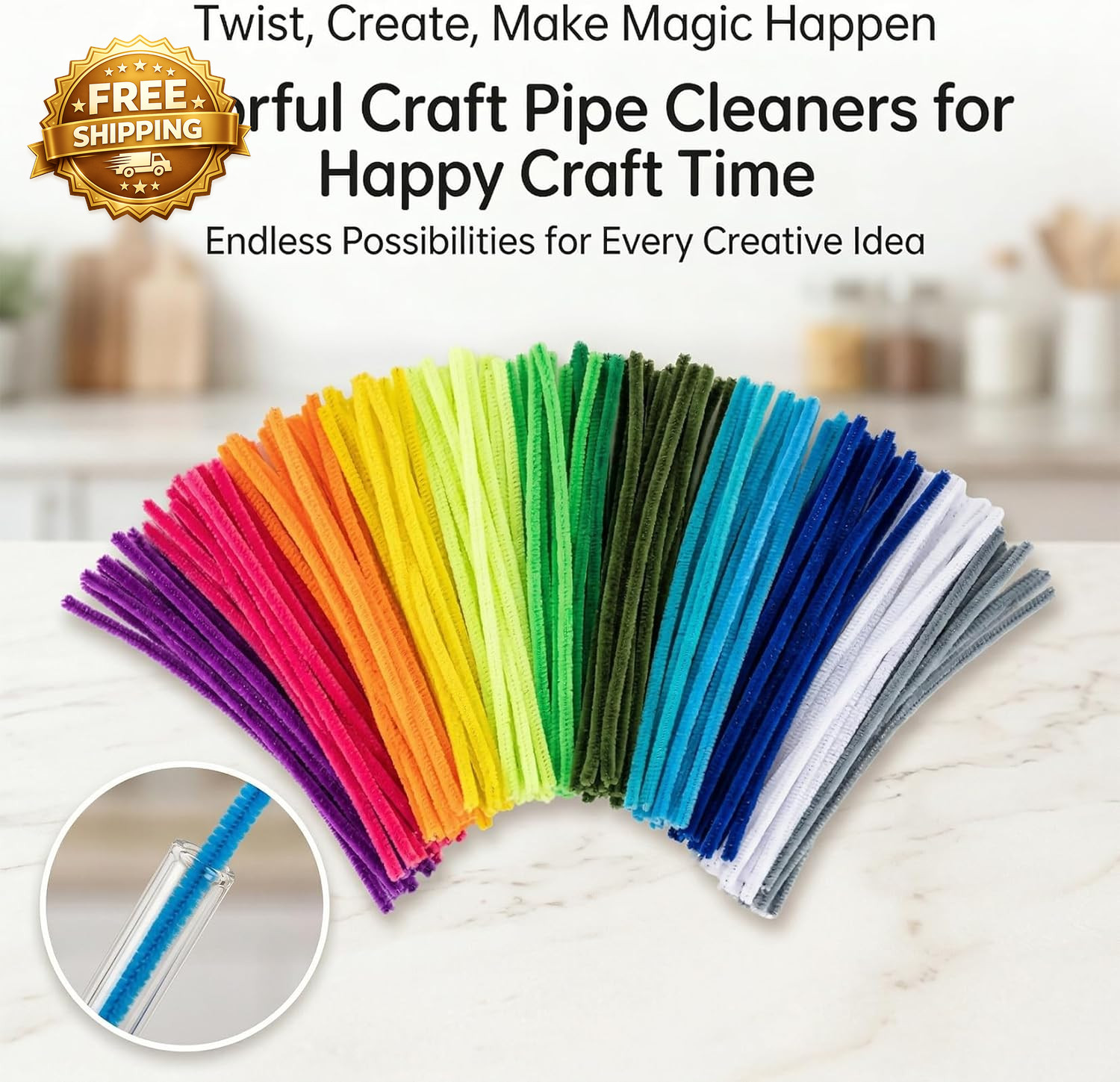 Pipe Cleaners for Crafts 200 PCS 20 Colors 200 Chenille Stems in 20 Colors