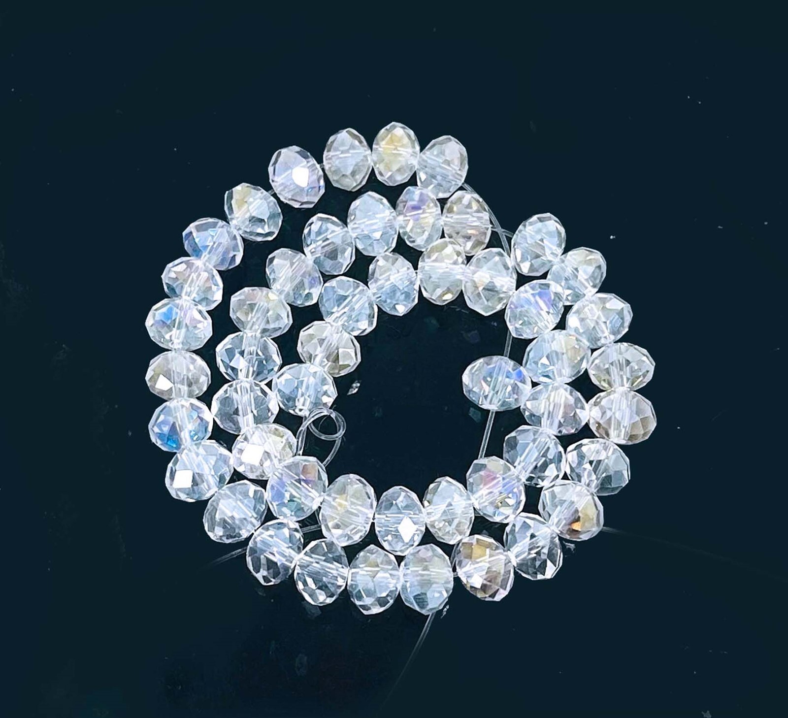 50 Sparking Clear AB Crystal Glass Faceted Rondelle Beads Chandelier Sun Catcher