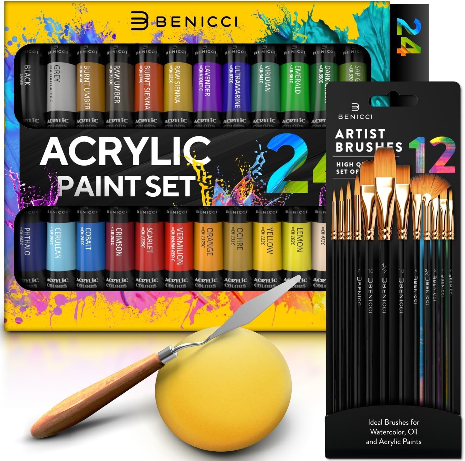 Affordable 24-Color Acrylic Paint Set with Brushes & Accessories – Perfect Gift!