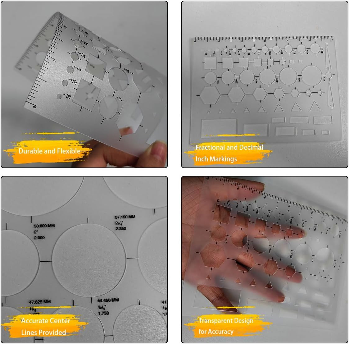 Circle Templates for Drawing – 3 Pack Drafting Stencils Measuring Tools, Circle