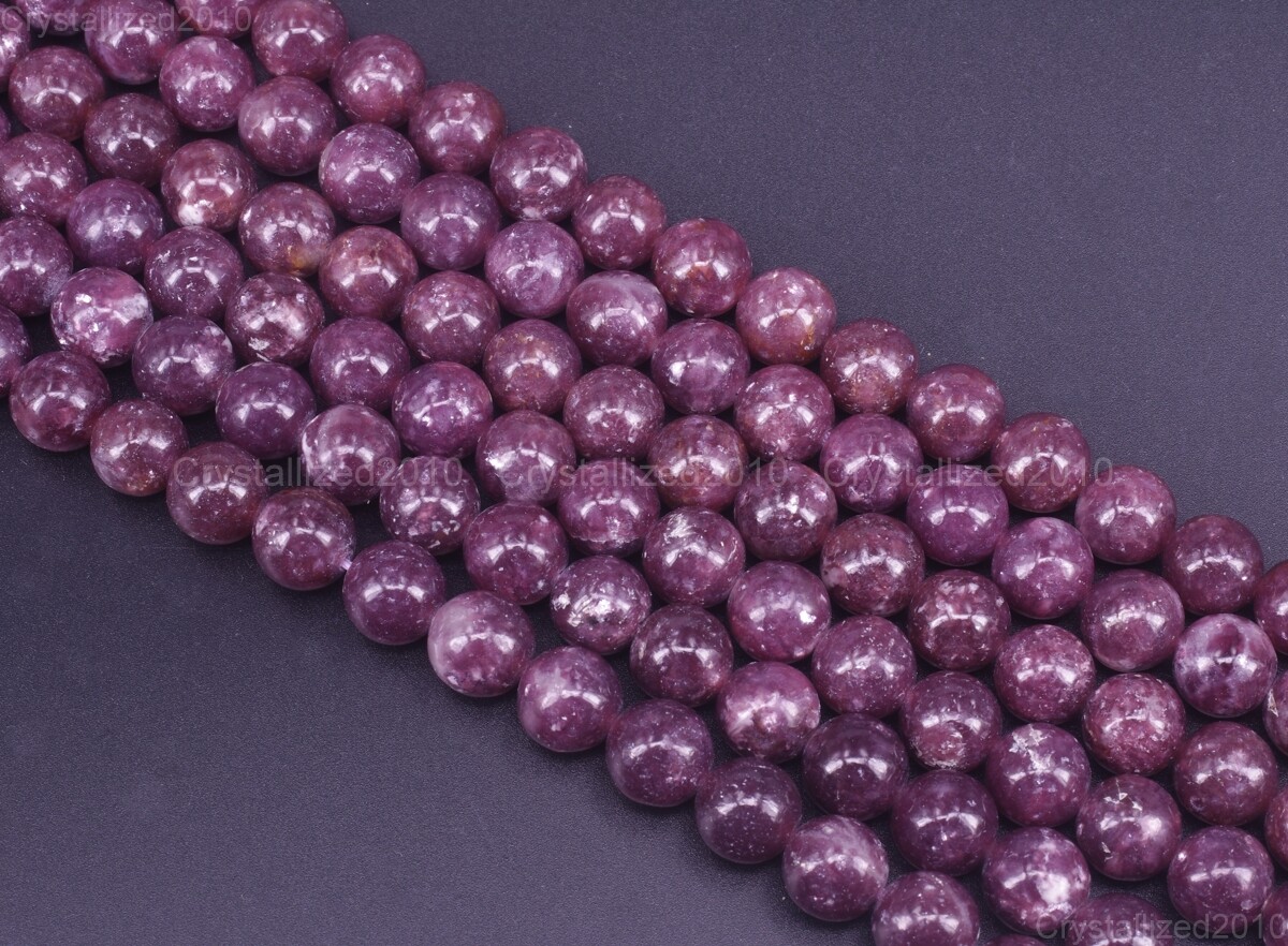 AAA Natural Purple Lepidolite Gemstone Round Loose Beads 6mm 8mm 10mm 12mm 15.5″