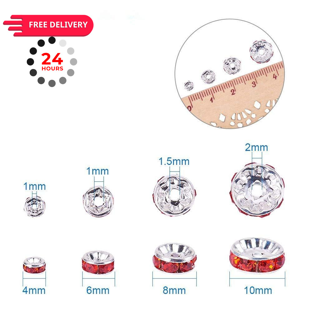 Allb 100Pcs Rondelle Spacer Beads 8mm Silver Plated Czech Crystal 8mm, silver