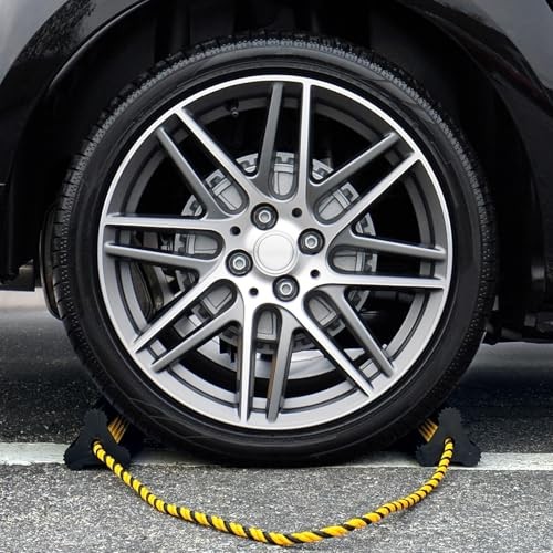Heavy Duty Rubber Wheel Chocks, 2 Pair, Non-Slip Tire with Rope (2 pairs)