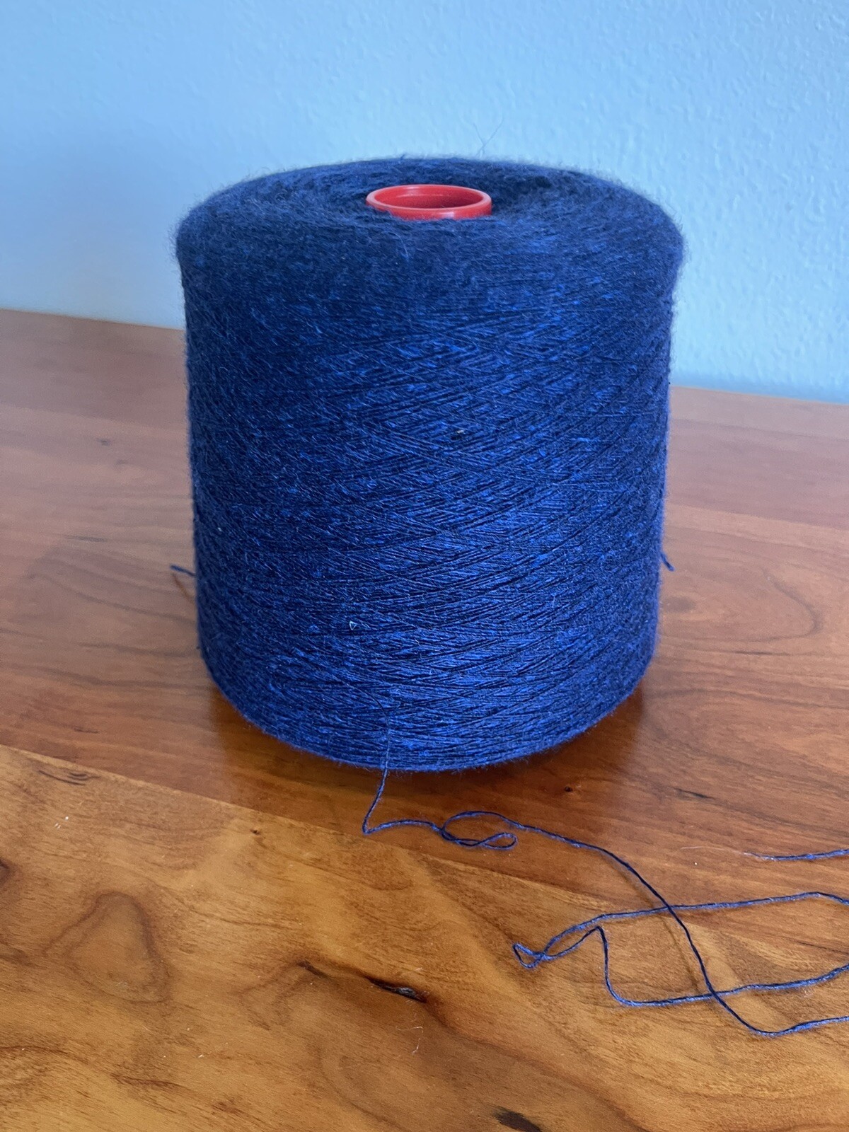 New Italian 100% Cashmere yarn on cone, medium navy blue, 2 lb, 2.9 ounces, mint