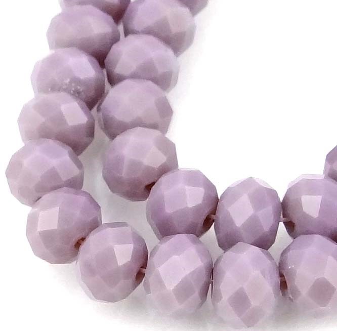 25 Czech Glass Faceted Rondelle Beads – Opaque Amethyst 8x6mm