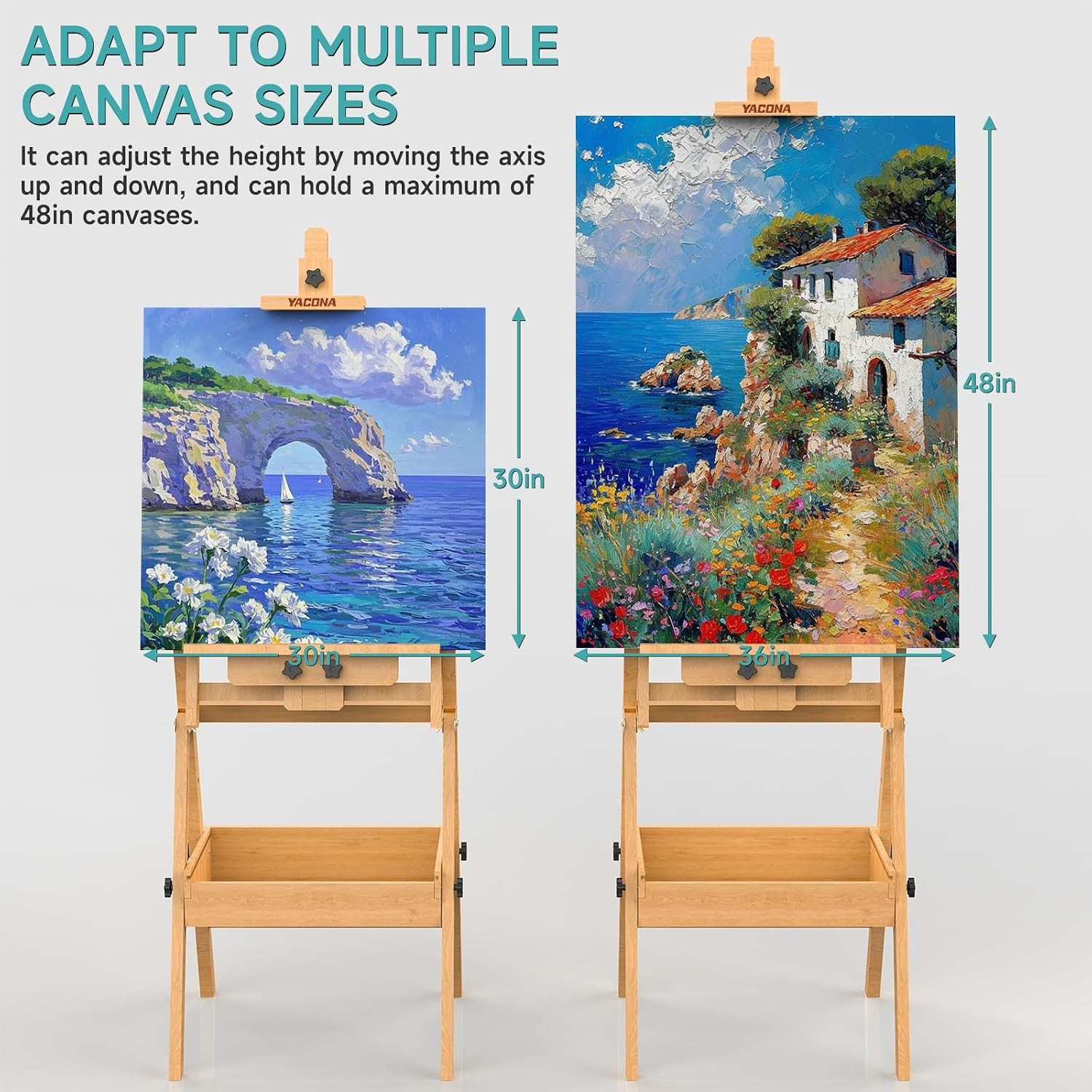Beech Wood H-Frame Easel Solid Large Painting Storage Box