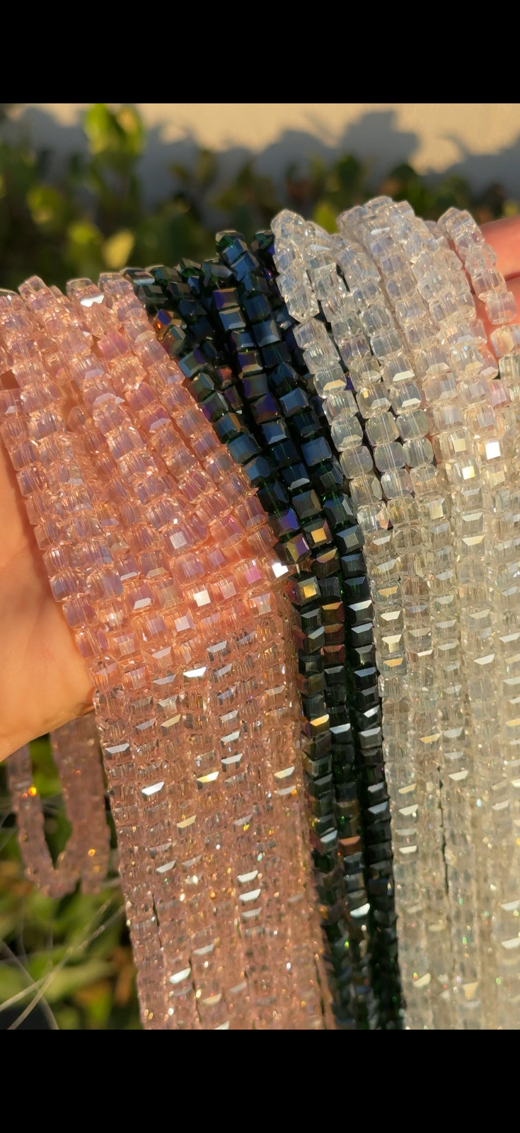 High Grade AB Glass Square Cube Beads 8mm 6mm 5mm 3mm 95 Beads per Strand