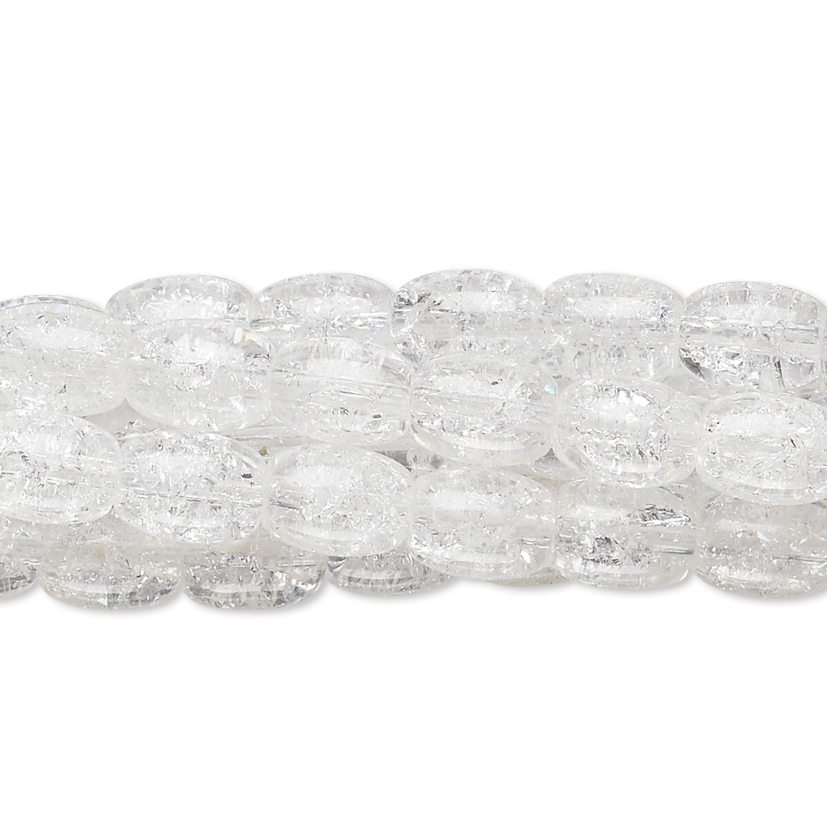Bead, Clear Crackle Glass 7x5mm-7x6mm Oval Beads with 0.8mm Hole 5 Strands (270)