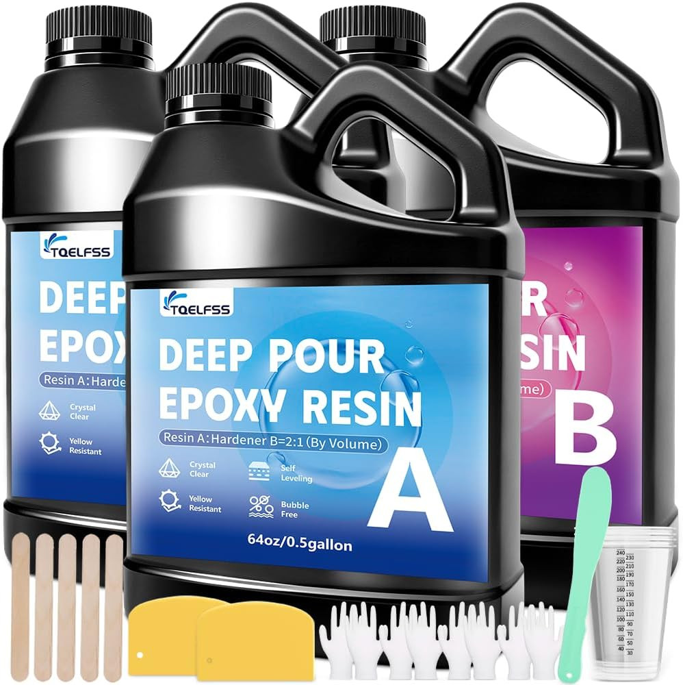 Deep Pour Epoxy Resin,2:1 Epoxy Resin Kit 1.5 Gallon for 2-4 Inch Pour Depths，Bu