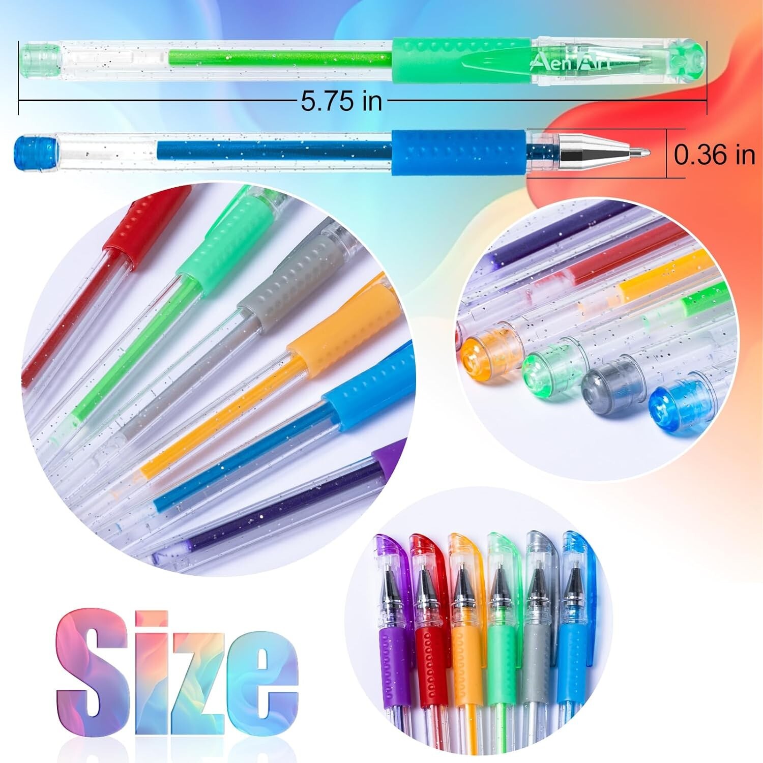 Aen Art Glitter Gel Pens for Adult Coloring Books 36 Colors Gel Marker Set Color
