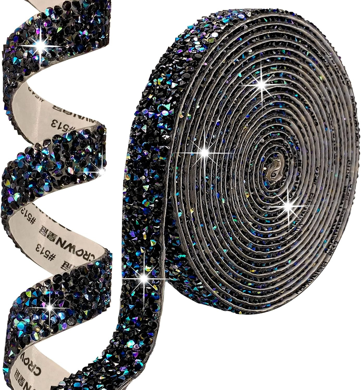 Self Adhesive Black Resin Rhinestone Strips Rhinestones Ribbon，4 Yards Bling Cry