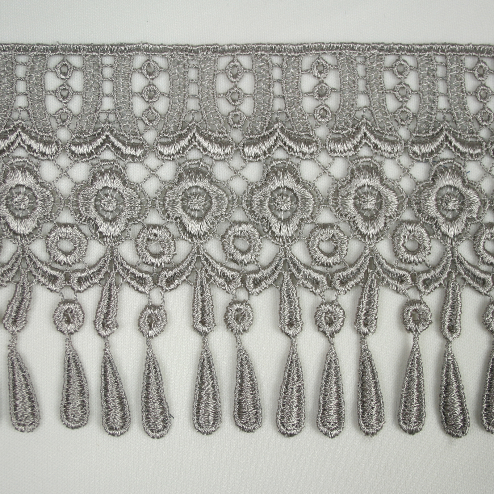 4″ White Black Ivory Red Blue Gray Teardrop Fringe Venice Lace Trim Sold By 15″