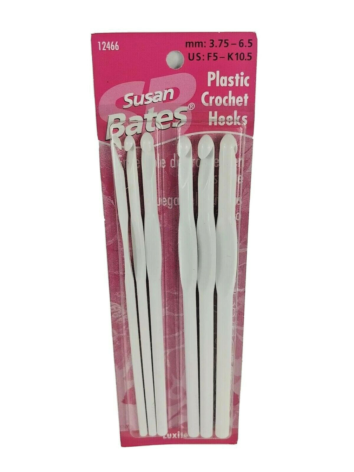 Susan Bates Plastic Crochet Hooks ~ 6-Count Set ~ US F5 – K10.5 ~ mm: 3.75 – 6.5