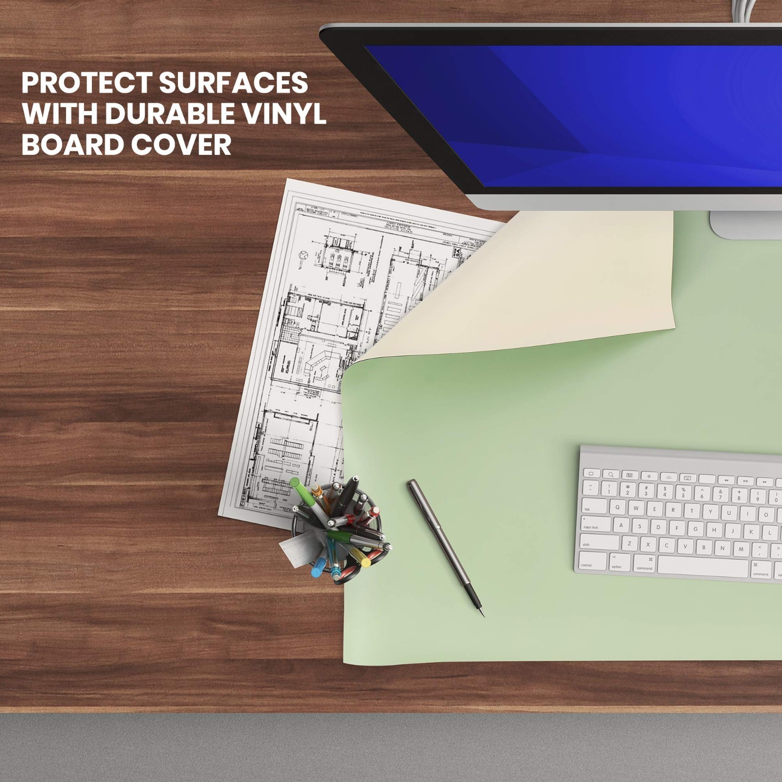 Pacific Arc 48×96 Green/Ivory Vinyl Board Cover Self Healing/Stain Resistant