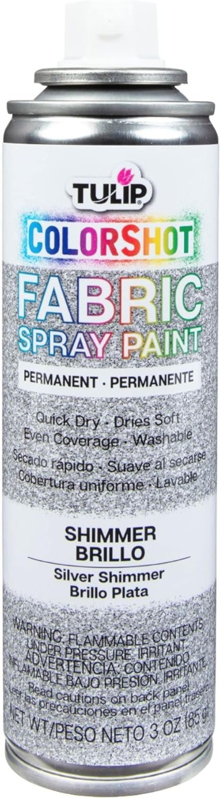Transform Fabrics with ColorShot 3oz Silver Shimmer Spray – Washable & Drip-Free