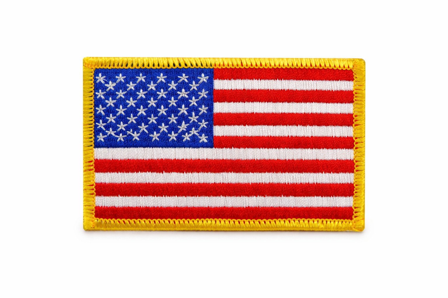 AMERICAN FLAG PATCH embroidered iron-on GOLD BORDER USA US United States QUALITY