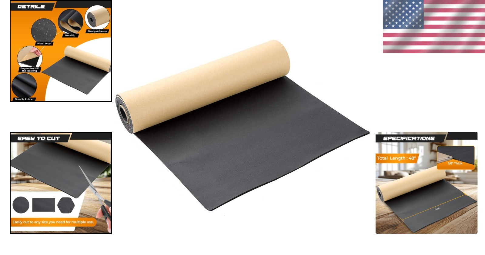 Multi-Purpose Adhesive Foam Sheet 1/8″ Thick x 48″ Long for Insulation & Sealing