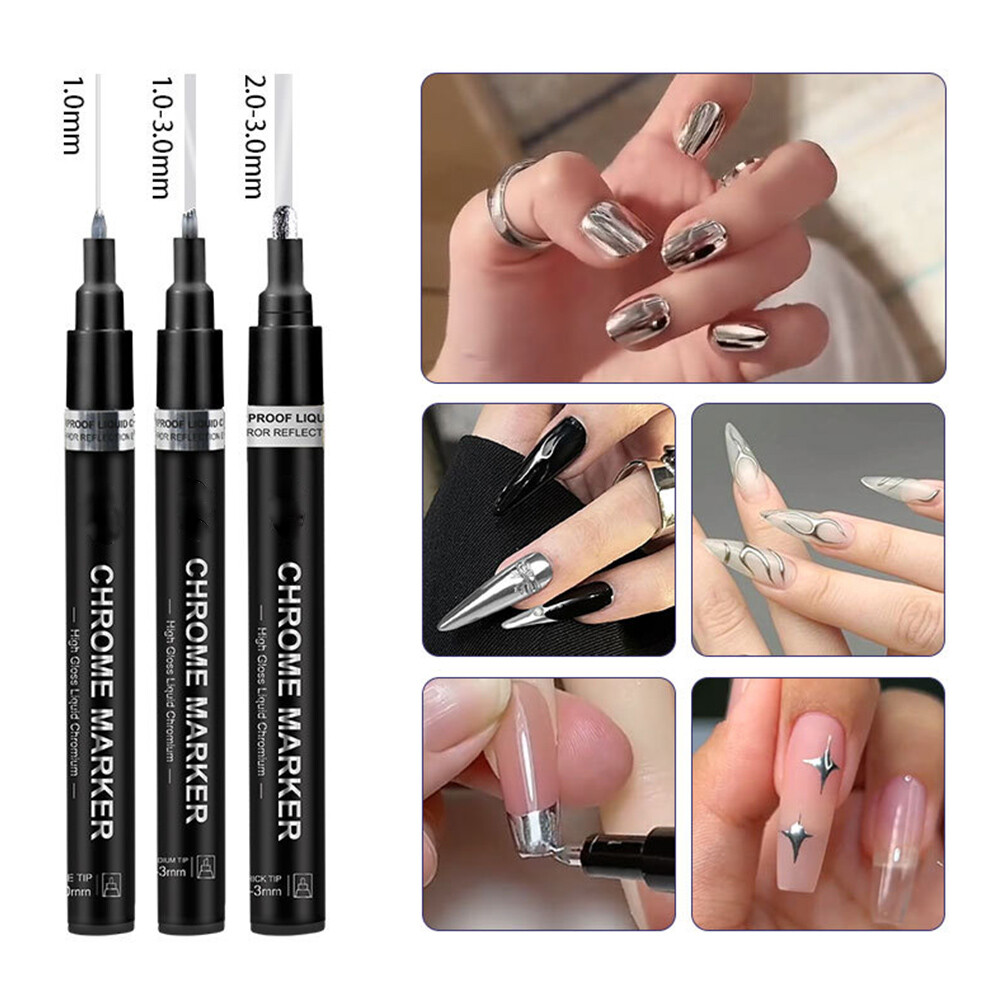 Metallic Liquid Chrome Mirror Marker Pen Waterproof Paint Pens Craftwork DIY .