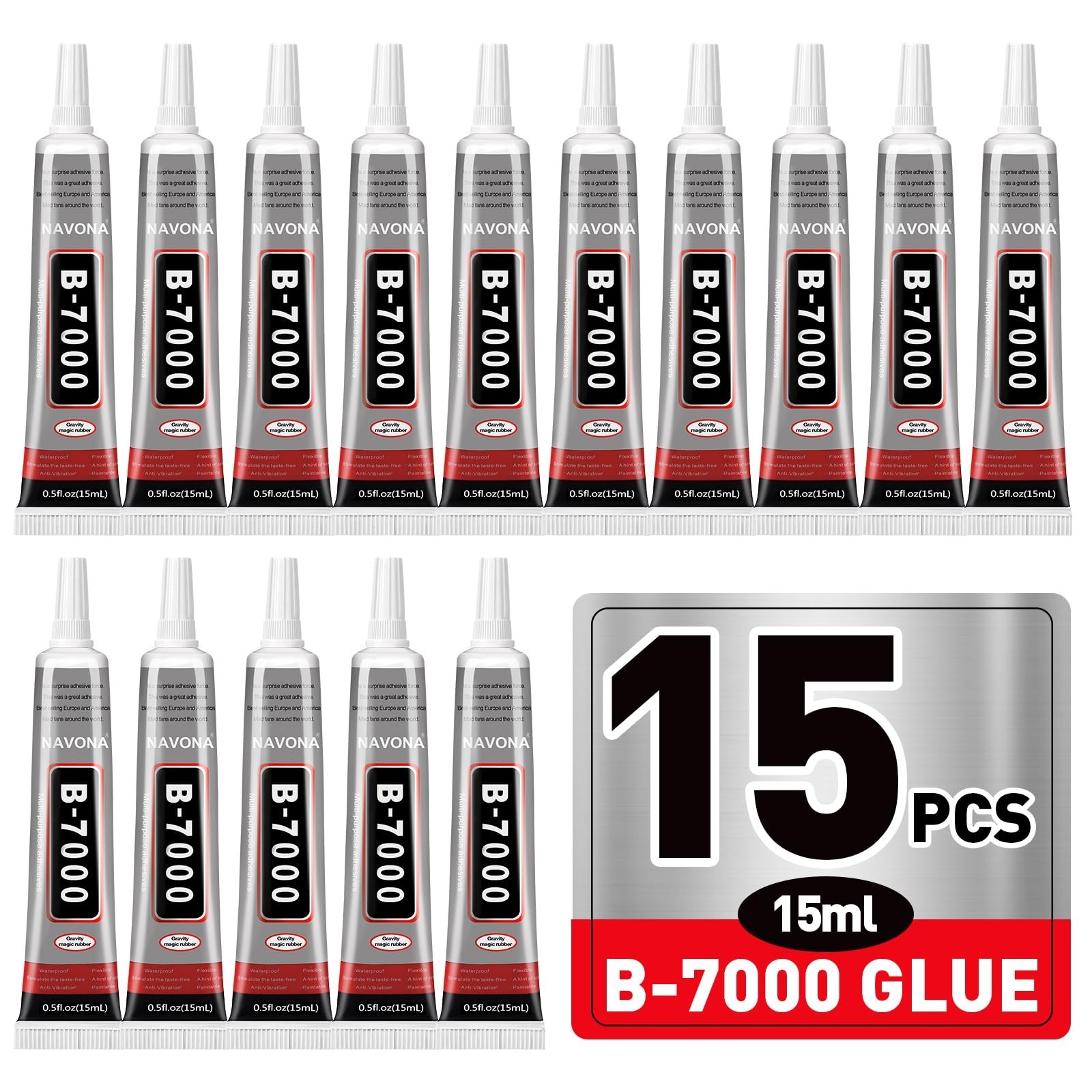 15 PCS B-7000 Glue Clear for Rhinestone Crafts, Jewelry and Bead Adhesive B7000