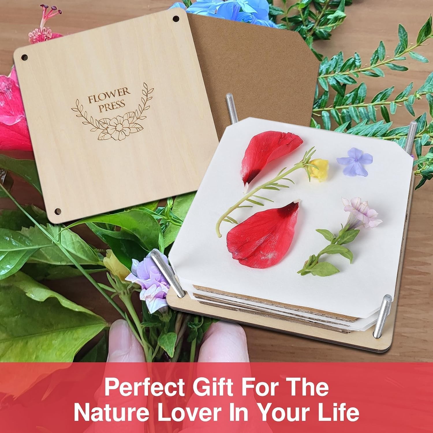 6 Layer Flower Press Kit 6 x 6 Inch Wooden Press for Dried Flowers and Leaf Craf